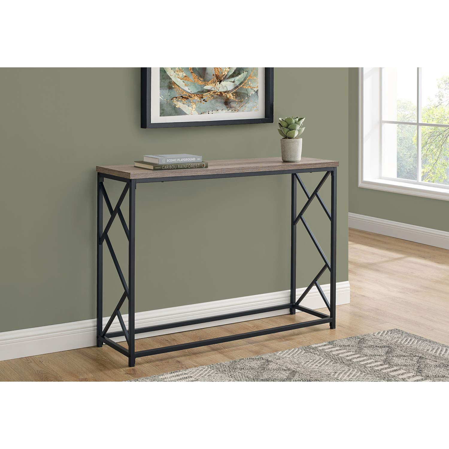 Monarch Specialties I 3533 Accent Table, Console, Entryway, Narrow, Sofa, Living Room, Bedroom, Metal, Laminate, Brown, Black, Contemporary, Modern
