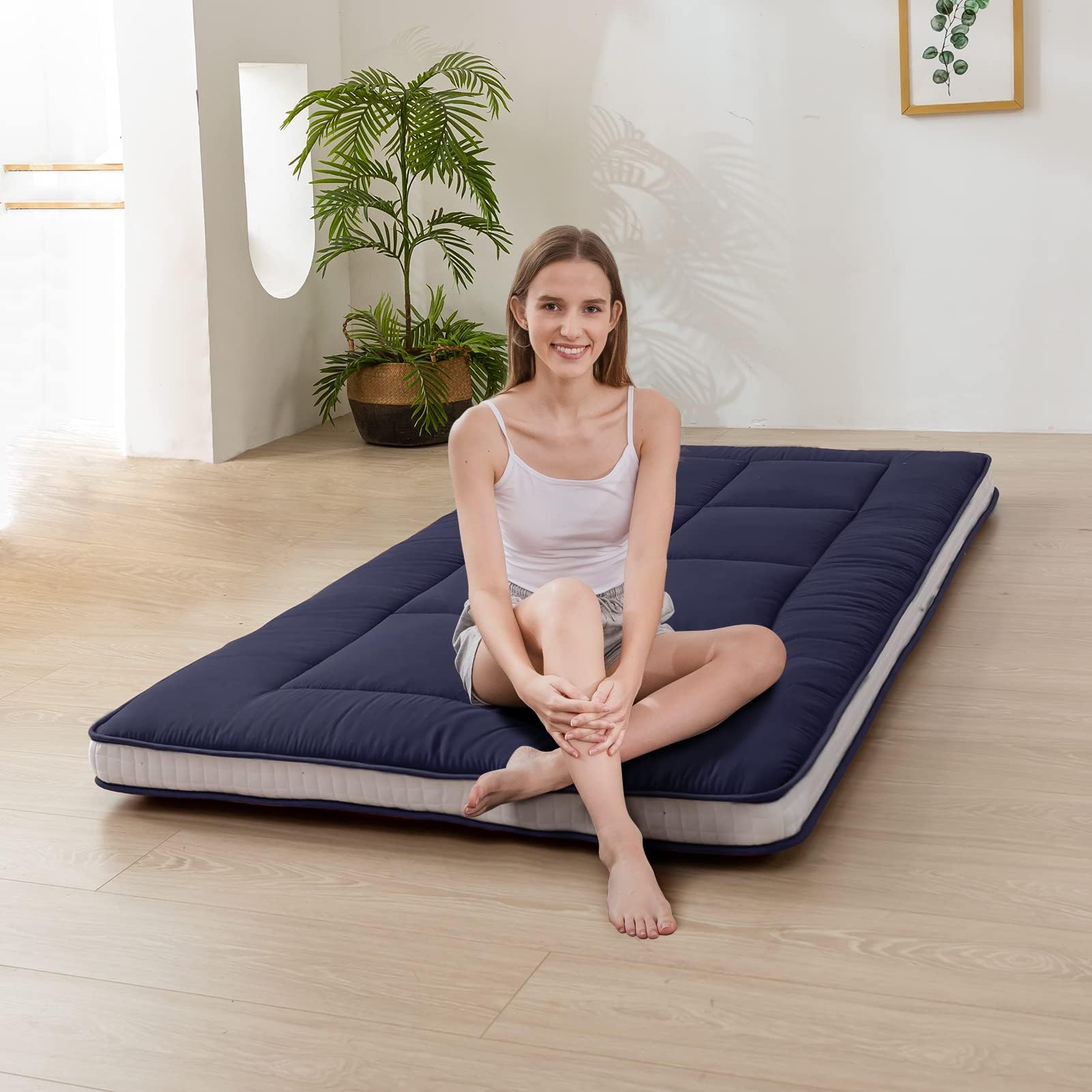 Maxyoyo Japanese Floor Mattress Futon Mattress Twin Bed Mattress, Single Mattress Pad Guest Mattress Floor Bed Mattress, Easy To