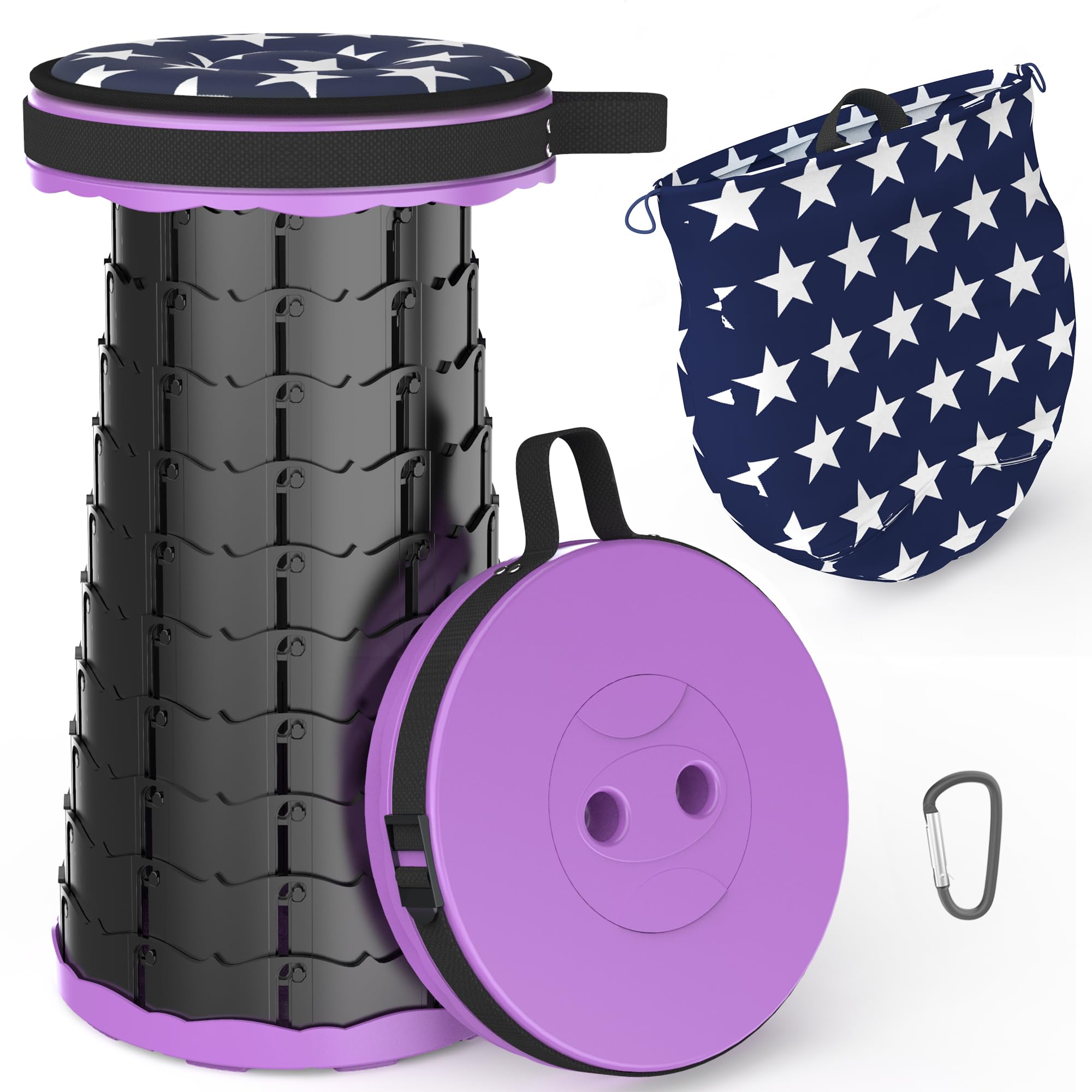 ALEVMOOM Telescoping Stool with Cushion,Telescopic Stool Travel Stool Portable and Lightweight Simple Stool Collapsible Camping 