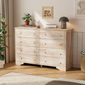 VINGLI 55 W Solid Wood Dresser 8 Drawer, Unfinished Chest for Color DIY, 55.1 W*17.72 D*37 H