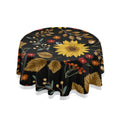 Qilmy Sunflower Outdoor Tablecloth 60 Inch Waterproof Round Tablecloth With Umbrella Hole And Zipper For Backyard Party Bbq Deco