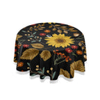 Qilmy Sunflower Outdoor Tablecloth 60 Inch Waterproof Round Tablecloth With Umbrella Hole And Zipper For Backyard Party Bbq Deco