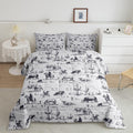 Feelyou Western Comforter Set Twin Size, White and Black Cowboy Cow Bedding Set Cowboy Comforter Desert Cactus Duvet Set Soft Be