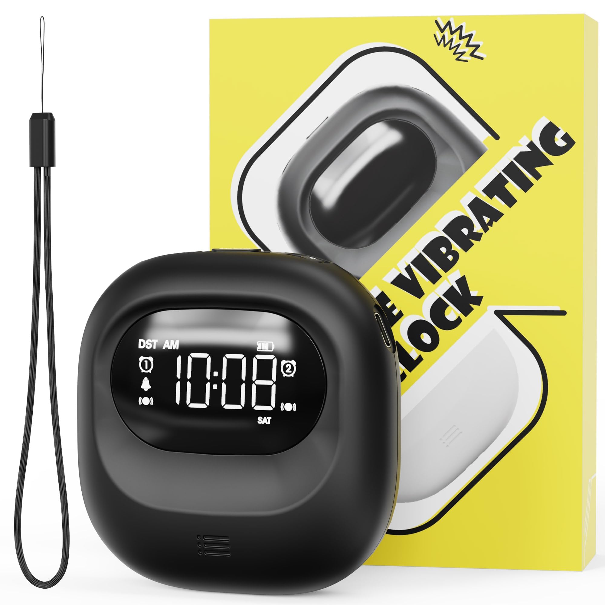 ROCAM Loud Dual Alarm Clock with Bed Shaker, Vibrating Alarm Clock for Heavy Sleepers Adults/Kids/Teens/Deaf, Rechargeable Batte