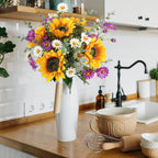 Cewor Artificial Sunflowers Bouquet Fake Flower Bouquet With Sunflowers For Bridal Bouquets Wedding Centerpieces Decor Party Tab