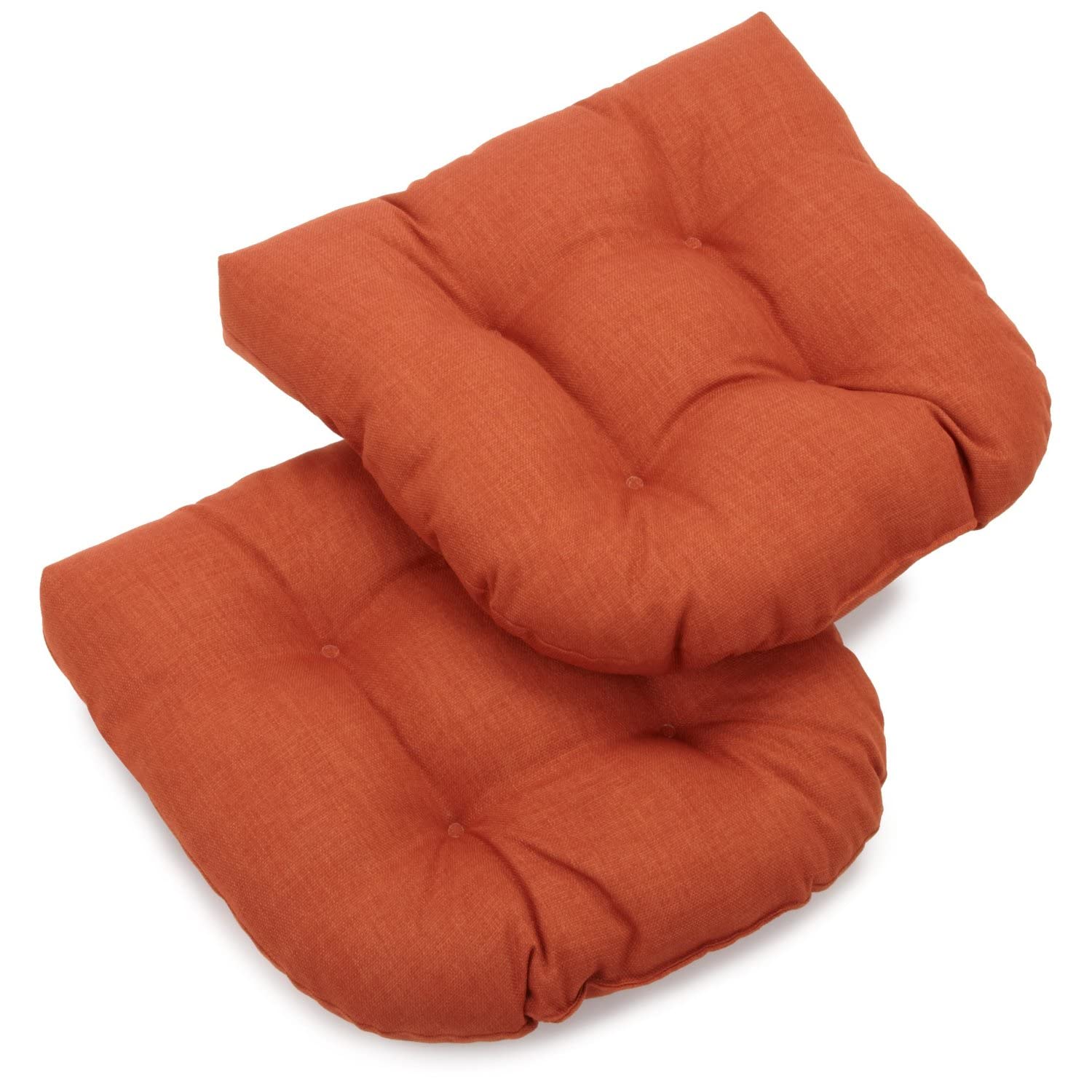Blazing Needles Outdoor Spun Poly 19-Inch by 19-Inch by 5-Inch All Weather UV Resistant U-Shaped Cushions, Cinnamon, Set of 2