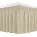 Biscaynebay Wrap Around Bed Skirts With Adjustable Belts For Full & Full Xl Beds 15' Drop, Sand Elastic Dust Ruffles Easy Fit W