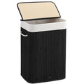 Aliphon 72L Slim Laundry Hamper with Lid, Foldable Bamboo Clothes Laundry Basket with Handles, Removable and Machine Washable Li