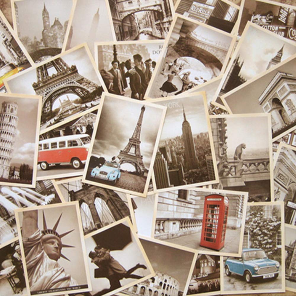 Hystyle 32 Pcs Vintage Retro Old Travel Postcards Greeting Post Cards For Worth Collecting, Collectable Vintage Postcards Bulk P