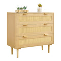 VEVOR 3 Drawer Rattan Dresser, Small Boho Dresser for Bedroom, 31.5 Wide Chest of Drawers with Metal Handles & Wooden Legs, Wood