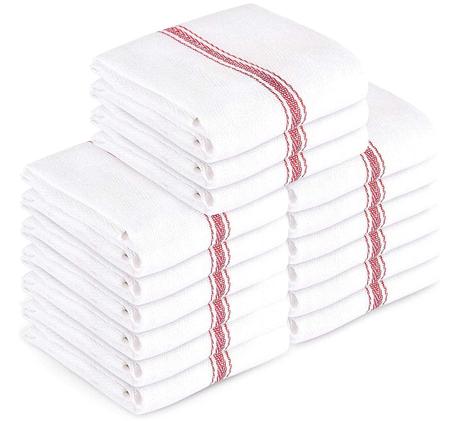 AMA's Kitchen Kitchen Towels Dish Towels Tea Towels 100 Percent Cotton Dish Cloths Red and White Dish Towels (15 x 25 Inch) Mach