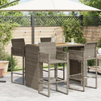 vidaXL Patio Table with Acacia Wood Top - Outdoor Garden Furniture, Gray Poly Rattan, Powder-Coated Steel Frame - 57.1 x 31.5 x 43.3