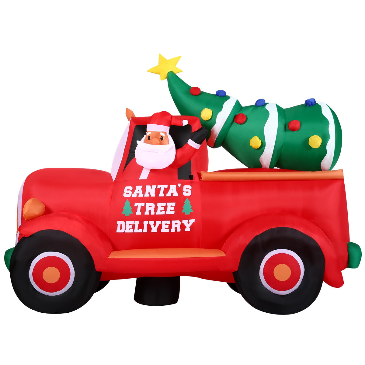 Christmas Time 6-Ft. Inflatable Pickup Truck With Christmas Tree And Led Lights | Festive Holiday Blow-Up Decorations |Blower, Stakes, Ropes, And Storage Bag Included | Ct-Pcktrk061-L