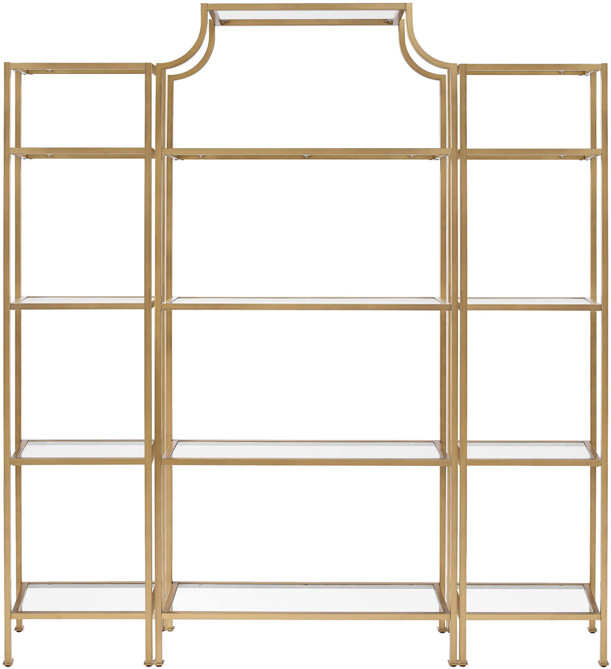 Crosley Furniture Aimee 3-Piece Bookshelf Set with Glass Shelves, Bookcase Storage, Gold and Glass