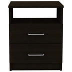Depot E-Shop Salento Nightstand with Two Drawers, One Shelf, and Superior Top, 20" H, Black, Bedroom