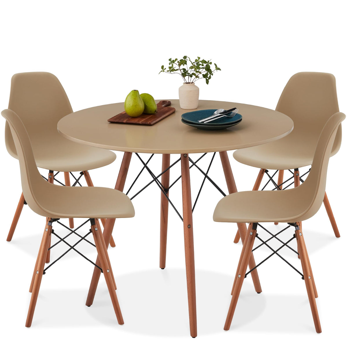 Best Choice Products 5-Piece Dining Set, Compact Mid-Century Modern Table & Chair Set for Home, Apartment w/ 4 Chairs, Plastic S