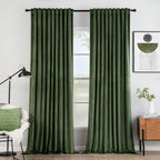 Miulee Olive Green Velvet Curtains 108 Inches 2 Panels - Pinch Pleated Luxury Room Darkening Curtains For Bedroom Living Room Th