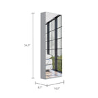 Baltimore Wall Mounted Shoe Rack With Mirror, Single Door, And Five Internal Storage Shelves, Approximate Capacity For Ten Shoes, 54&Quot; H, White, Bedroom