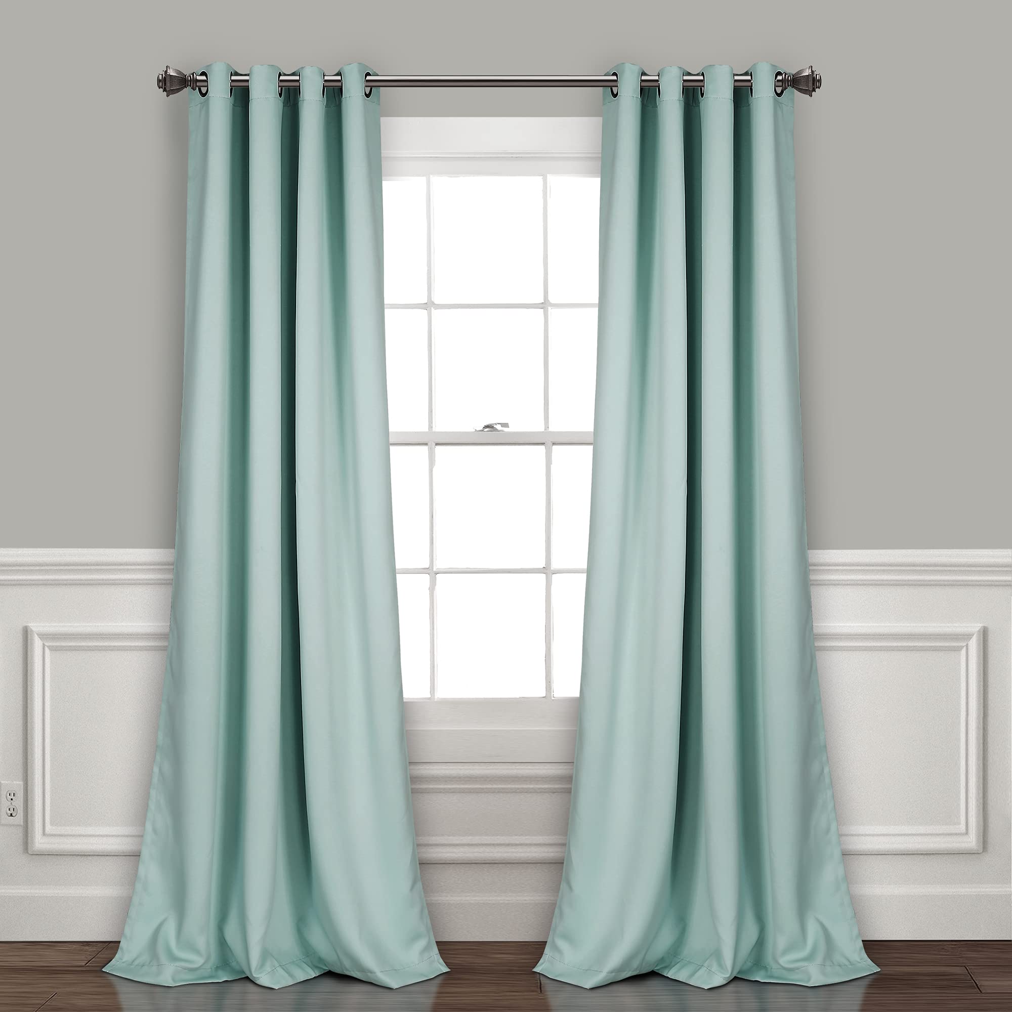 Lush Decor Insulated Grommet Blackout Window Curtain Panels, Pair, 52' W X 120' L, Blue - Classic Modern Design - 120 Inch Cur