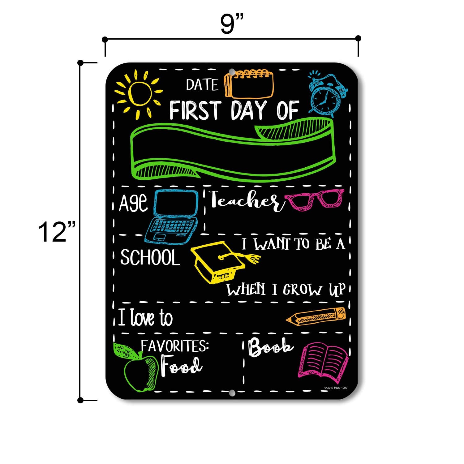 Chalkboard Style First Day Of School Photo Prop Tin 9 Inch By 12 Inch Sign - Reusable Easy Clean Back To School - Customizable W