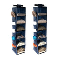 Shonpy 2pcs Home Storage Hanging Closet Organizer,Sweater Organizer with 6 Shelves (Dark Blue)