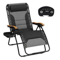 Mfstudio Zero Gravity Chairs, Oversized Patio Recliner Chair, Padded Folding Lawn Chair With Cup Holder Tray, Support 400Lbs, Black