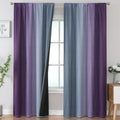 Estelar Textiler Purple And Grey Blackout Curtains 96 Inches Long, Full Room Darkening Rod Pocket Ombre Curtains For Bedroom, Th