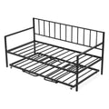 VEVOR Twin Size Daybed Frame, Height Adjustable Day Bed with Trundle, Heavy Duty Metal Platform Bed Frame with LED Light and Cha