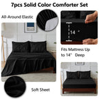 Himeet Bedding Sets Full 7 Pieces Comforter Set Full Pintuck Bed In A Bag Full Bedding Set Pinch Pleat Design Black