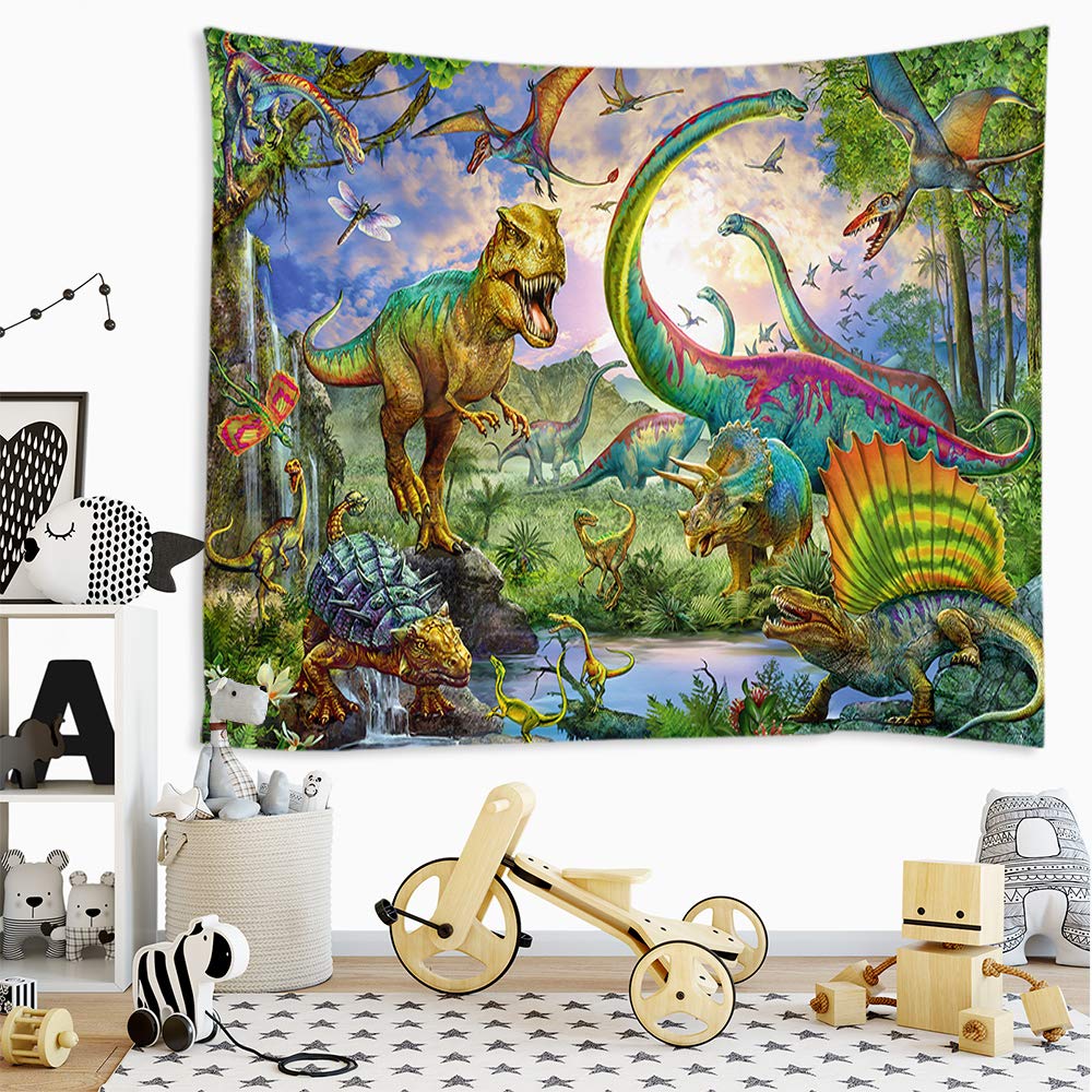 Sevendec Dinosaur Tapestry Wall Hanging Wild Anicient Animals Wall Tapestry Jurassic Hand Painted Wall Decor For Kids Children B