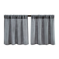 Valea Home Burlap Tier Curtains for Kitchen Rustic Rod Pocket Curtains for Short Window 24 inch Linen Cafe Curtains, Grey, Set o