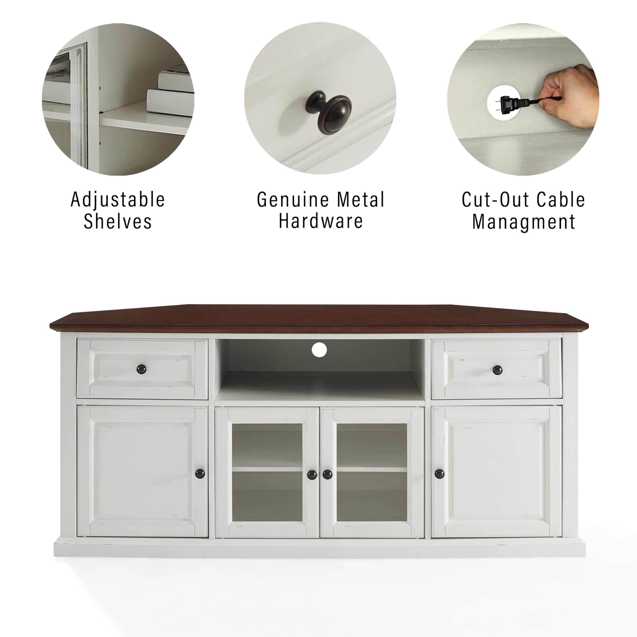 Crosley Furniture Shelby TV Stand for 65+ inch TVs, Entertainment Center with Adjustable Storage Shelves, White