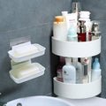 Wolpin Plastic Wall Shelves (2 Pc With 2 Soap Cases) Round Corner Kitchen Bathroom Shelf SelfAdhesive Sticker Hooks Multipurpos