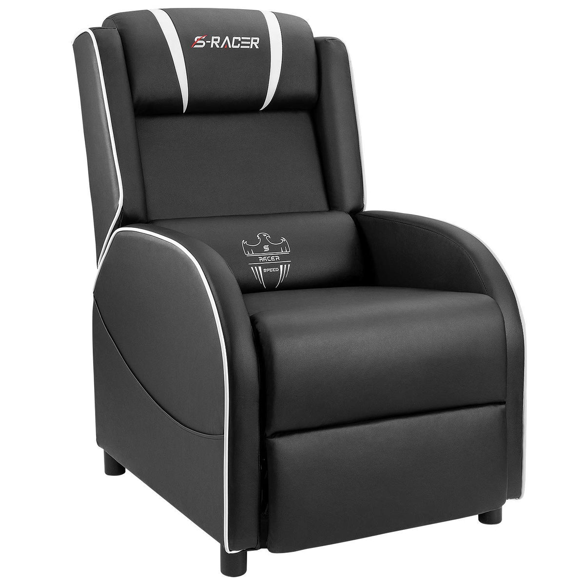 Homall Massage Gaming Recliner Chair, Racing Style Gaming Sofa, Pu Leather Home Theater Seat, Living Room Ergonomic Comfortable Gamer Lounge(White)