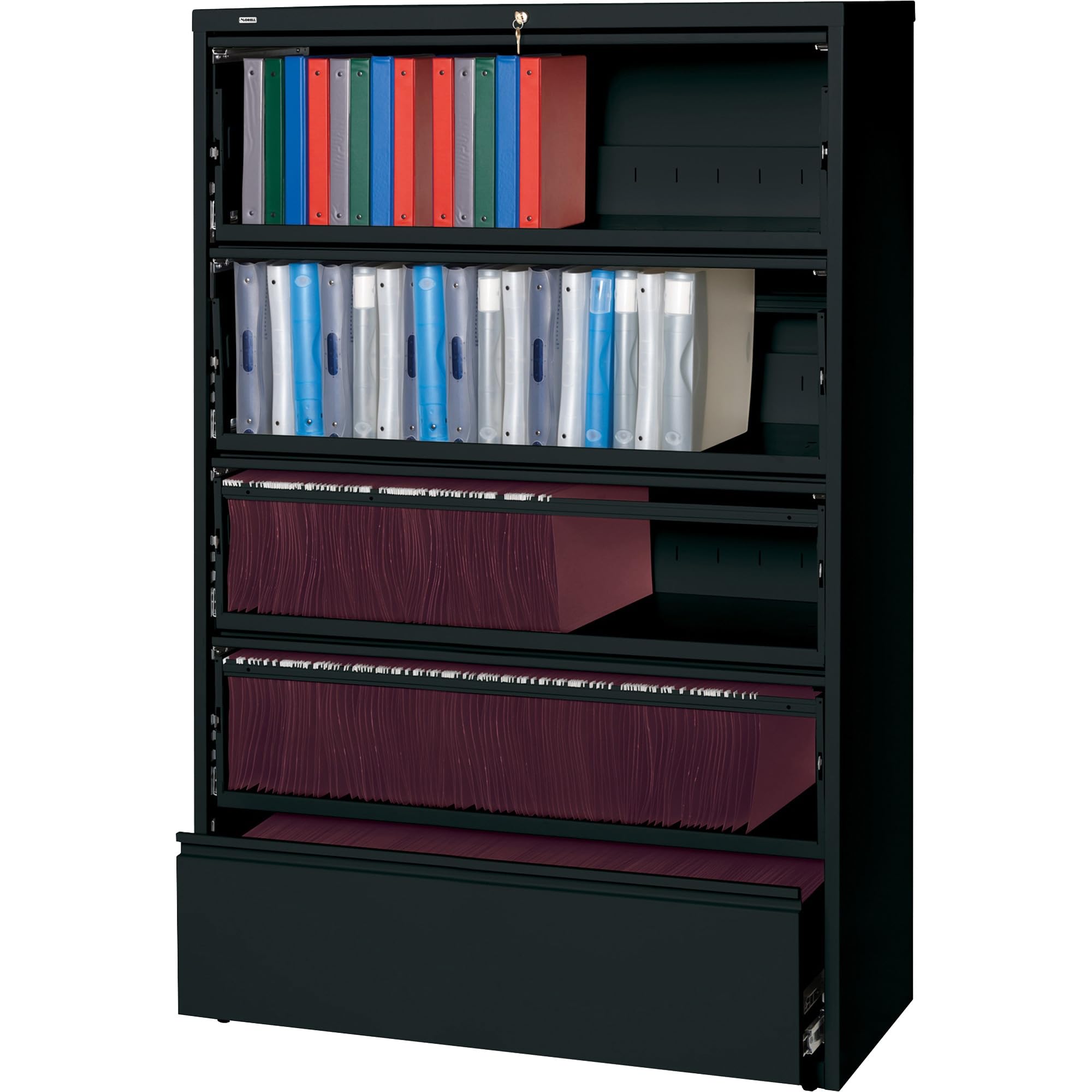 Llr43517 - Lorell Receding Lateral File With Roll Out Shelves - 5-Drawer