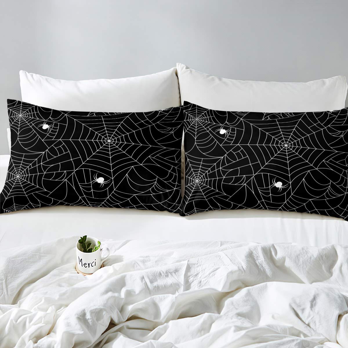 Feelyou Boys Spider Web Sheet Set For Kids Children Halloween Themed Bed Sheet Set Twin Girls Decorative Scary Spider Pattern Sh