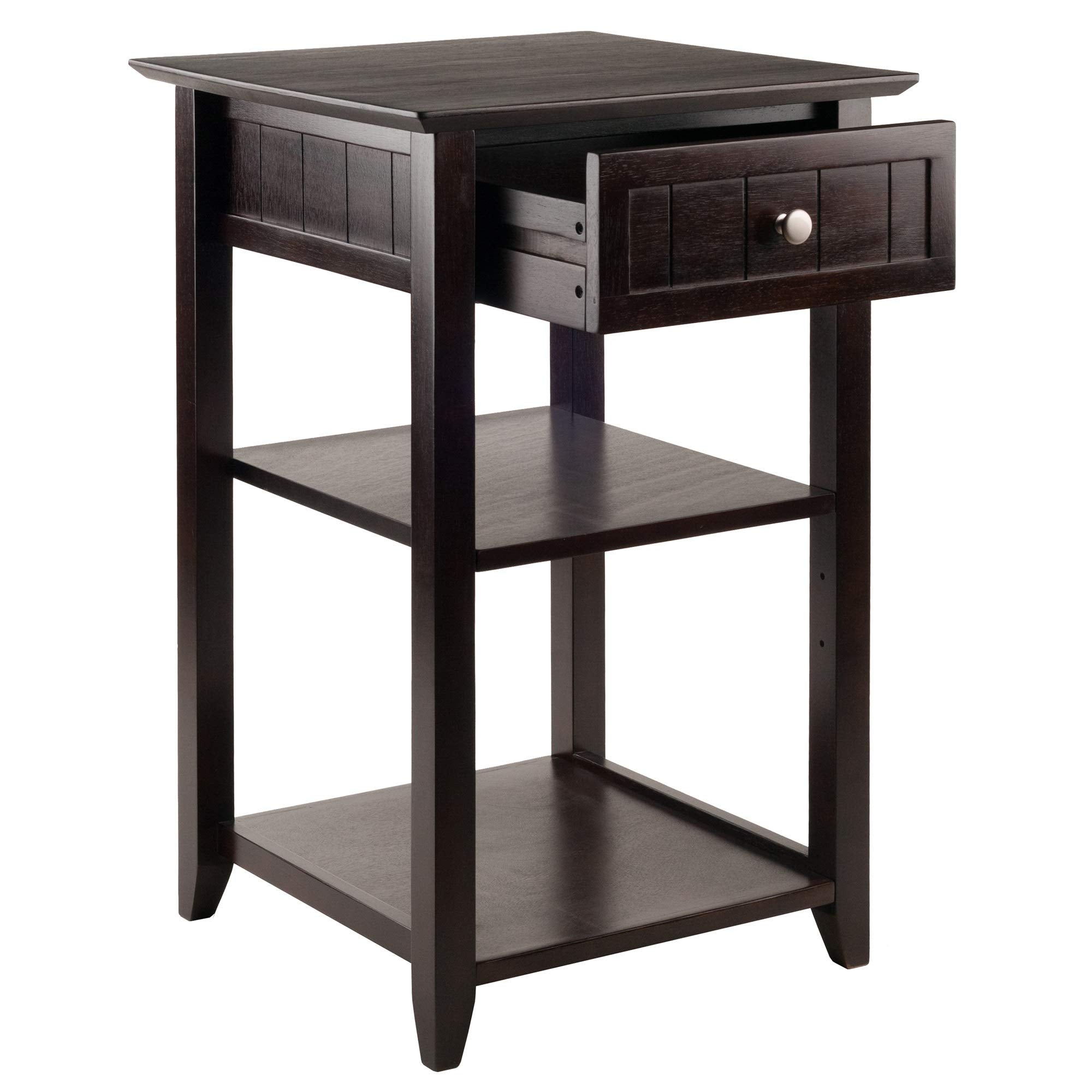 Ergode Wood Burke Home Office Printer Stand | Cottage Style Design | Adjustable Center Shelf | Ample Storage Space | Dark Coffee Finish | 19.84' W x 19.84' D x 31.1' H (23121-VV)