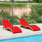 vidaXL Ligstoelen met kussens 2 St massief acaciahout Rood, tuinstoel, terrasmeubel, zonnebed, tuinmeubel, ligstoel, tuinbed, ligbed tuin, 3214837