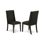 East West Furniture V-Style 6 Piece Room Set Contains A Rectangle Dining Table With V-Legs And 4 Black Linen Fabric Parson Chairs With A Bench, 40X72 Inch, V677Fl624-6