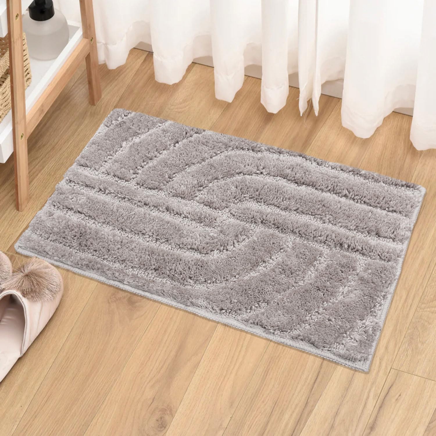 Luxe Home Bath Mat Super Soft Microfiber Non Slip Scotland Maze Cut Bathroom mats Water soak Washable Doormat for Home, Bedroom,