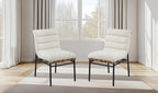 LILOLA LIVING Lahni White Boucle Fabric Set of 2 Dining Chair with Black Iron Legs