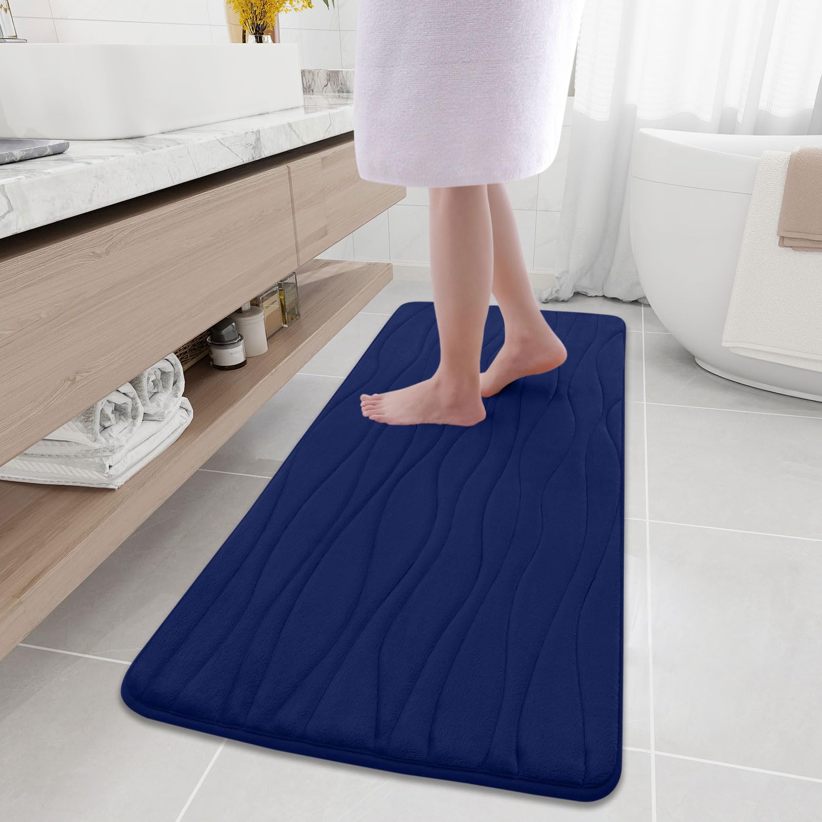Buganda Memory Foam Bathroom Rug Mat 59x20, Extra Soft and Absorbent Bath Mats, Non-Slip and Machine Washable Bath Rugs for Bath