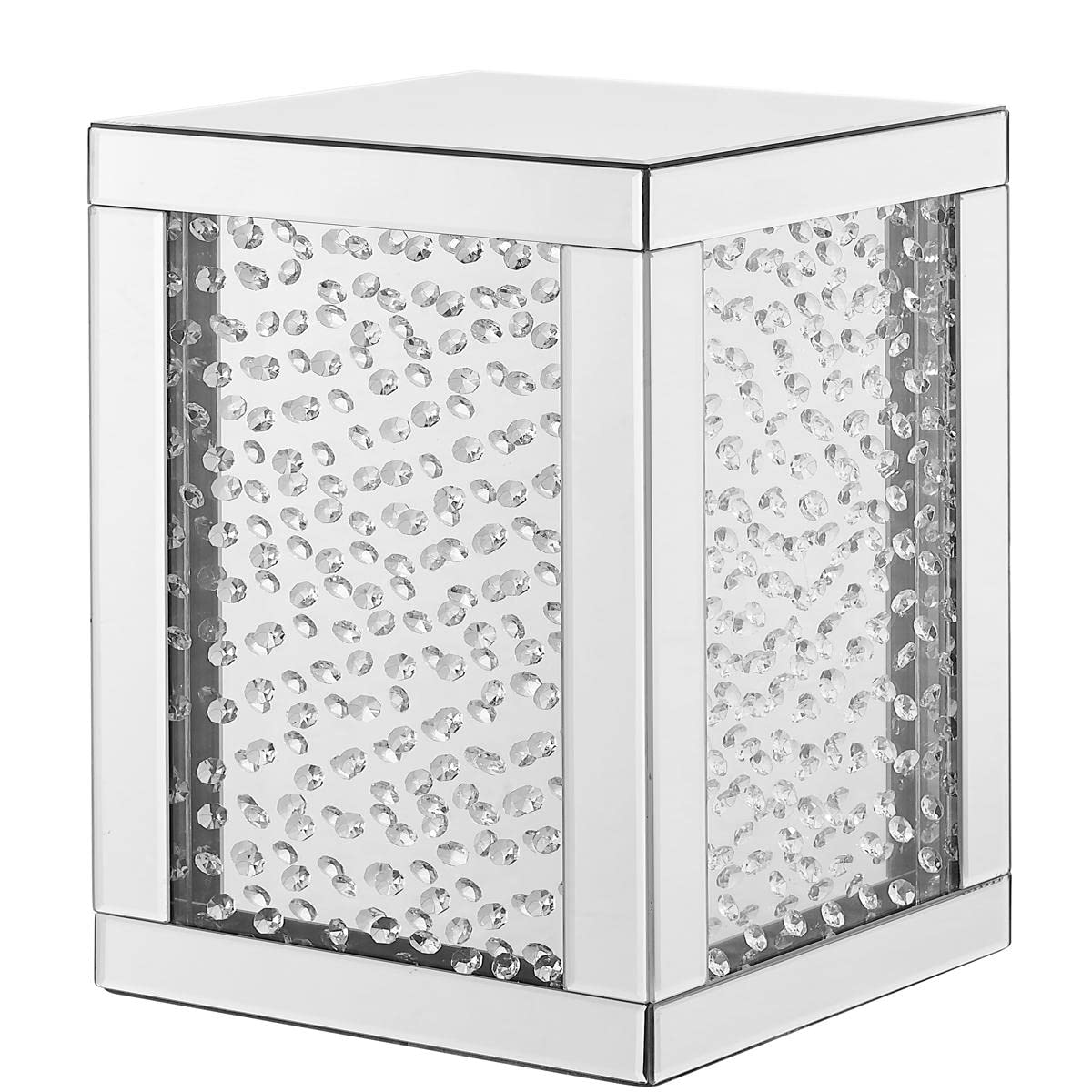 Elegant Decor 12 inch Crystal End Table in Clear Mirror Finish