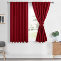 Hiasan Red Blackout Curtains 54 inch Long, Light Blocking Thermal Insulated Rod Pocket & Back Tab Christmas Drapes Sewn with Tie