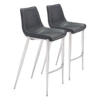 Magnus Bar Chair (Set of 2) Black & Silver