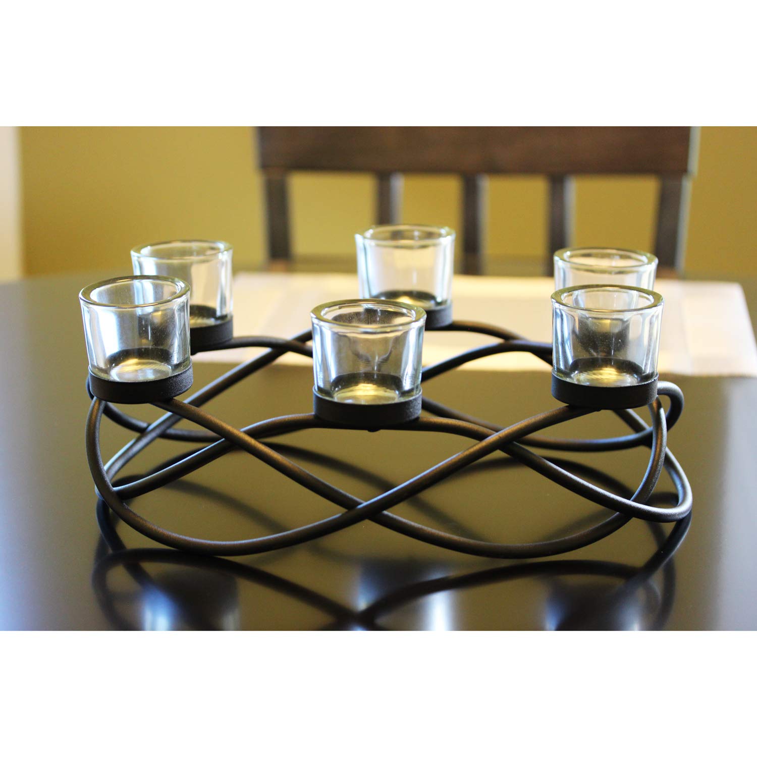 Seraphic Iron Oval Table Decor Centerpiece Decorations Candle Holder for Weddings, Outdoor Patio, Kitchen, Dining Room, and Coff