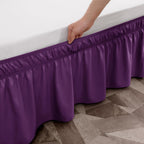 Toodou Purple Bed Skirt 16 Inch Drop Dust Ruffle Only, Three Microfiber Fabric Sides Wrap Around With Elastic, Easy To Install,