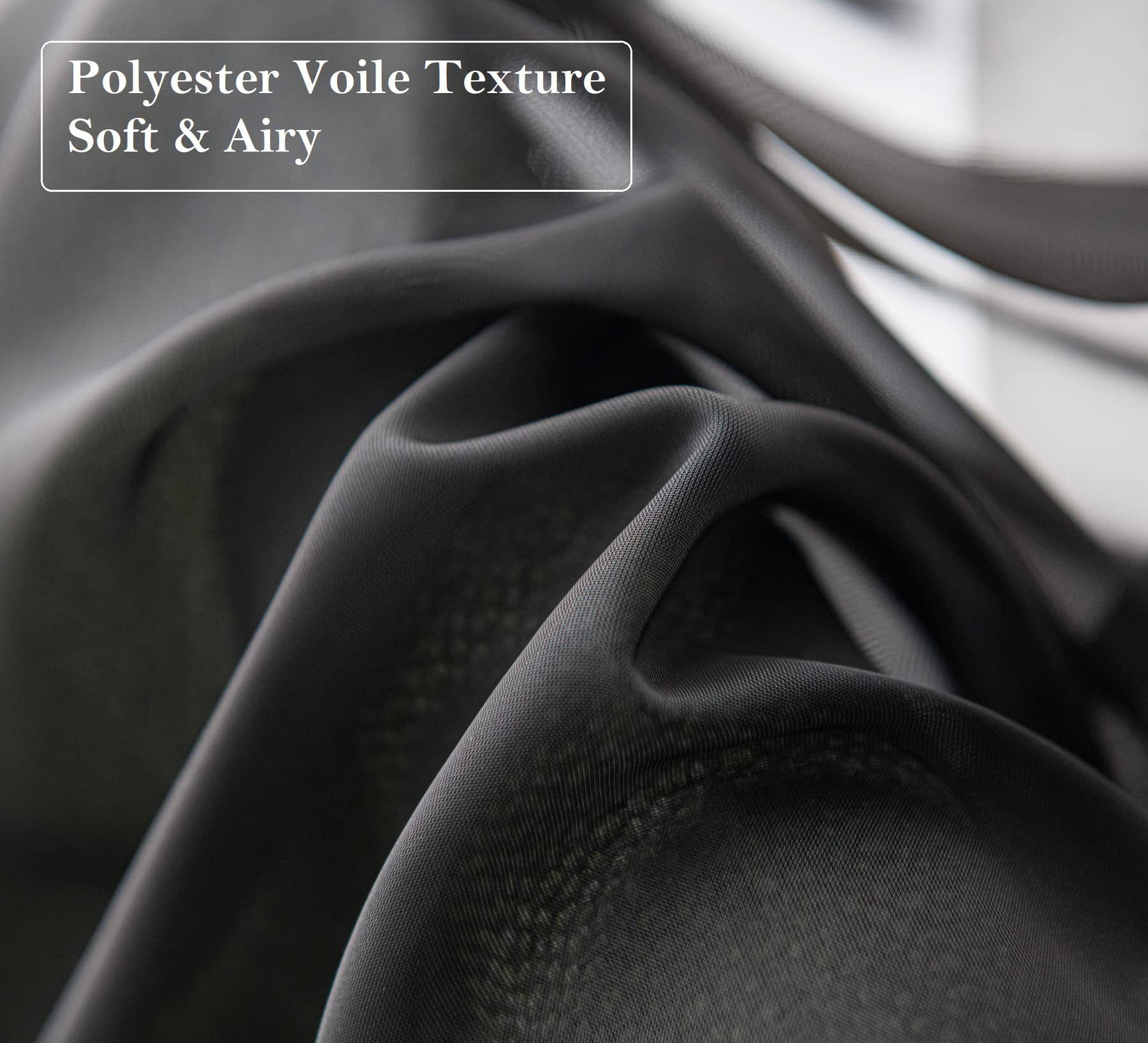 Pi Black Sheer Tier Curtains 24 Inch Length,Short Half Window Curtains For Kitchen/Bathroom Rod Pocket 2 Panels (Black,W25Xl24)