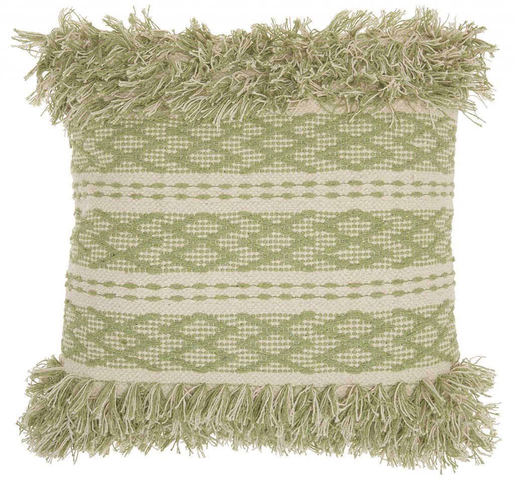 HomeRoots 100% Cotton Sage and Ivory Textured Throw Pillow