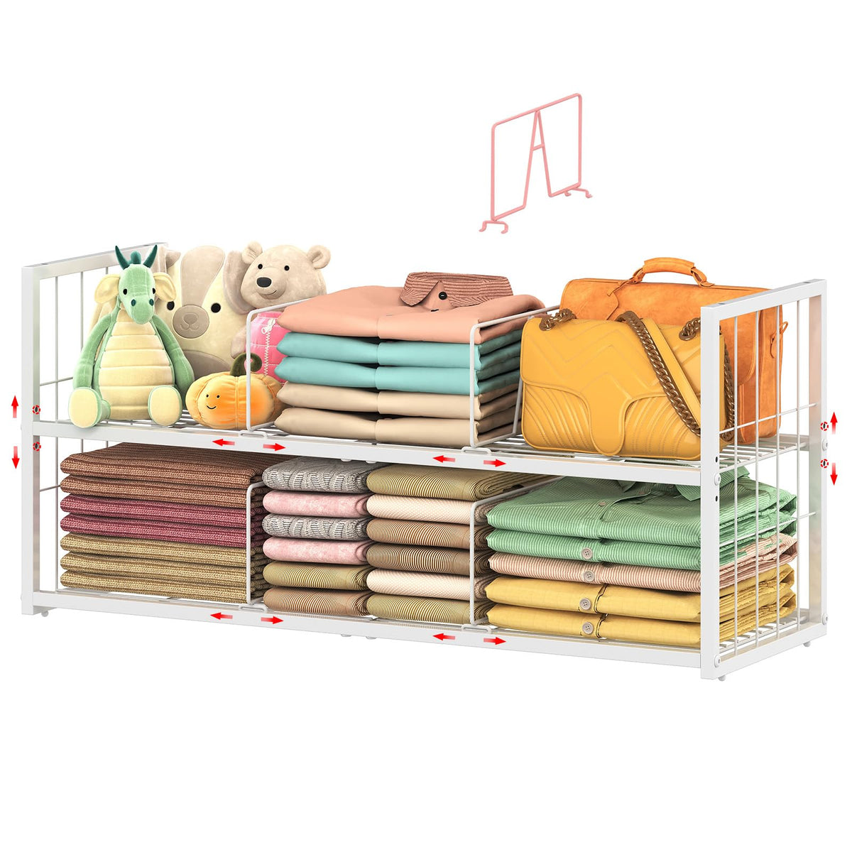 Hongtamoya Stackable Closet Storage Shelf with Adjustable Divider
